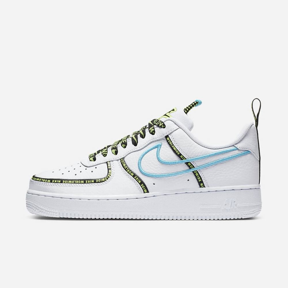 Sneakers Nike Air Force 1 '07 Worldwide Blanche 5097-614 White/Blue Fury/Black/White Homme | ZYR-84233336